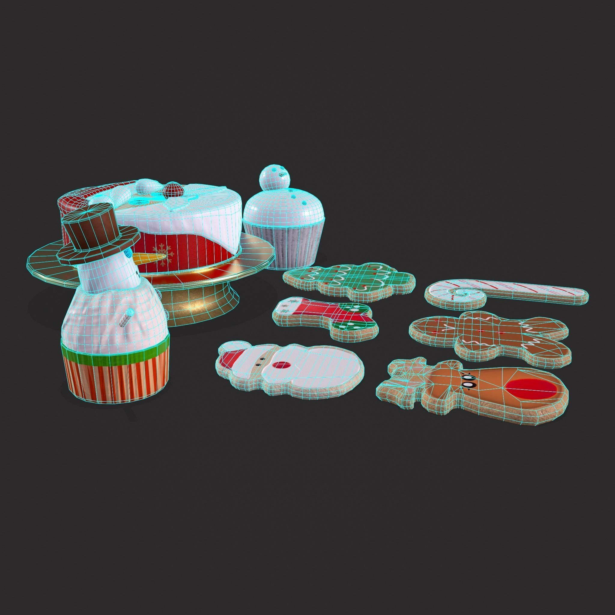 Christmas Cake Cookies and Cupcakes 3D Model Collection_11