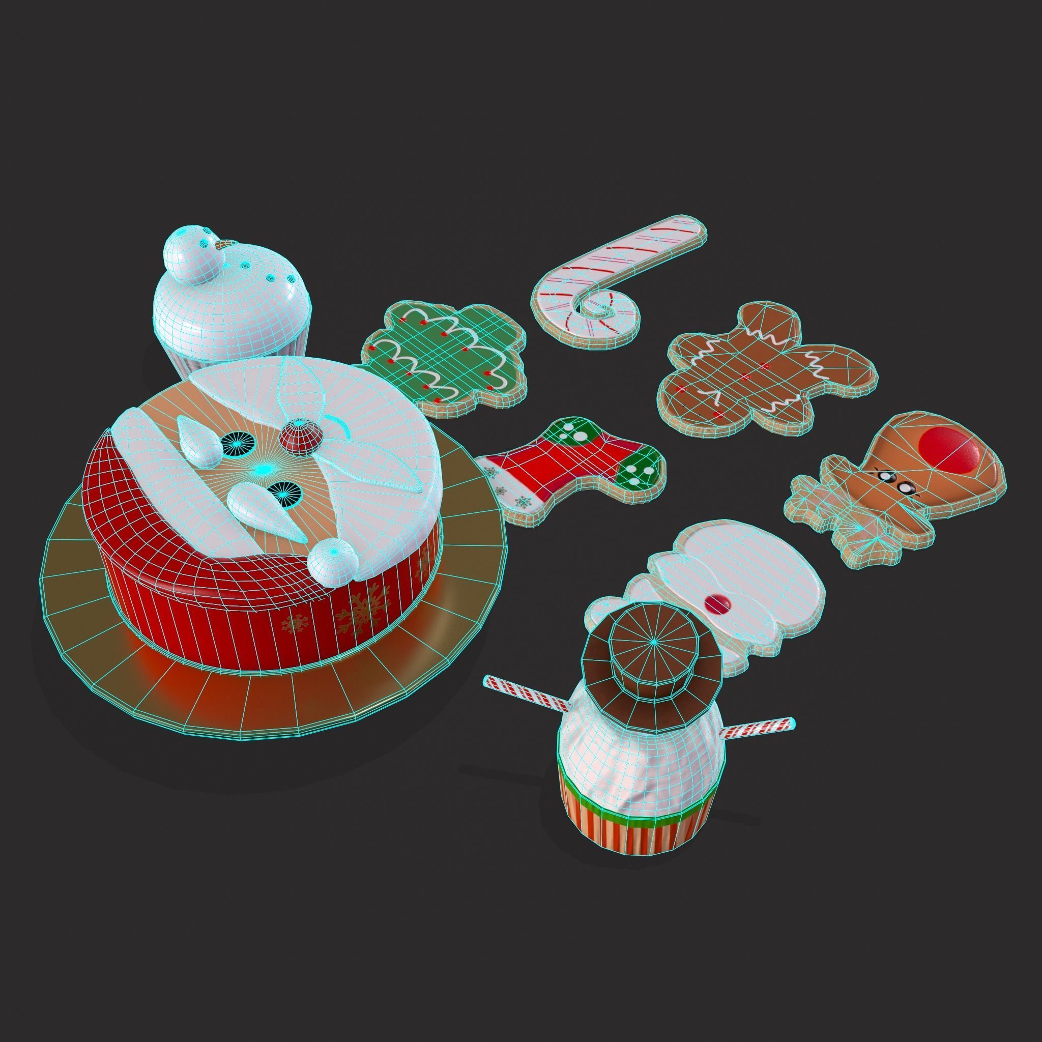 Christmas Cake Cookies and Cupcakes 3D Model Collection_23