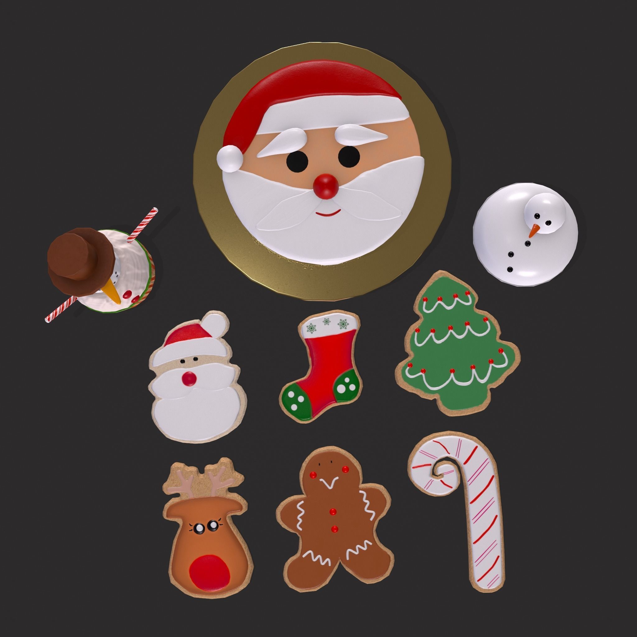 Christmas Cake Cookies and Cupcakes 3D Model Collection_18