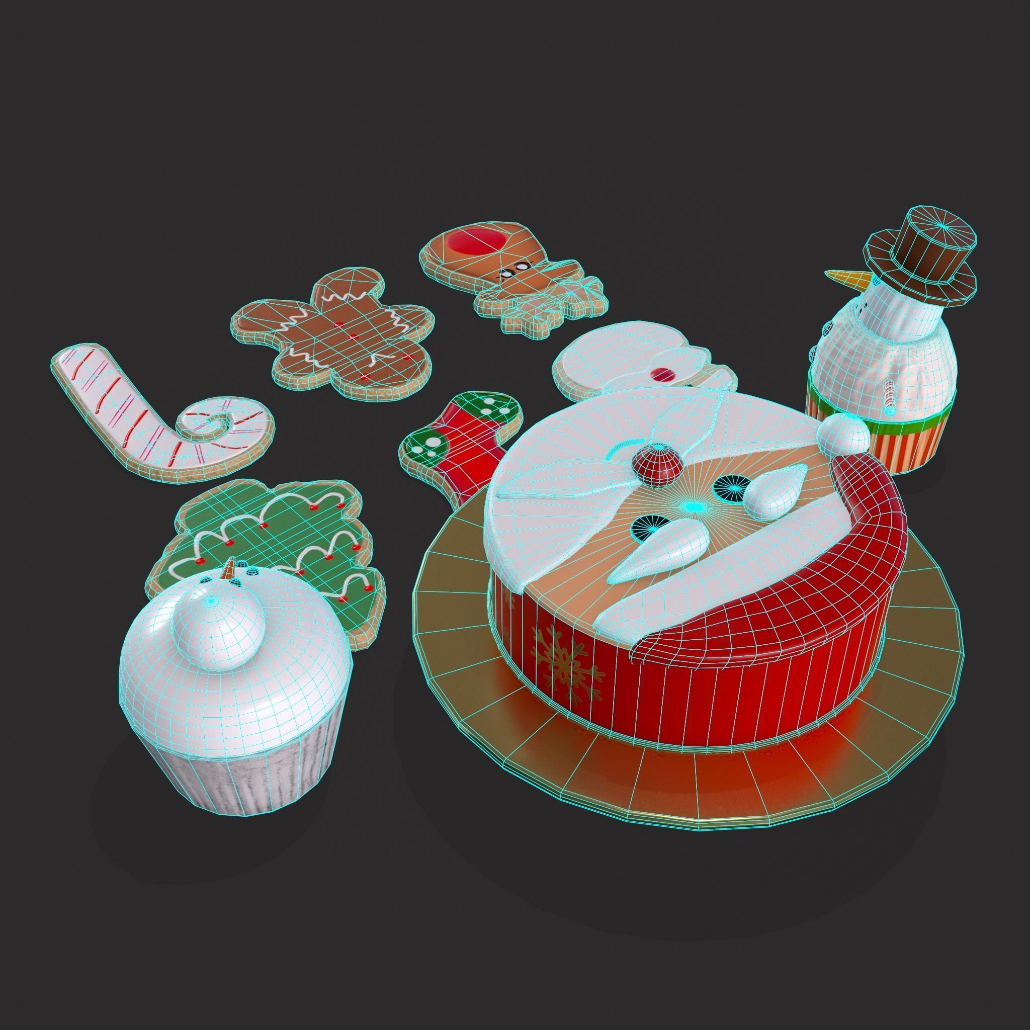 Christmas Cake Cookies and Cupcakes 3D Model Collection_17