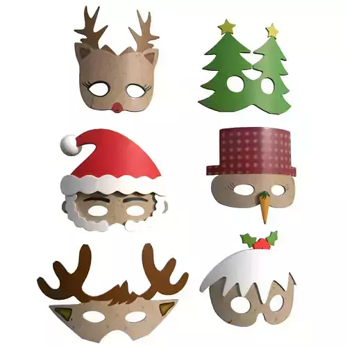 Children Party Cartoon Christmas Face Masks