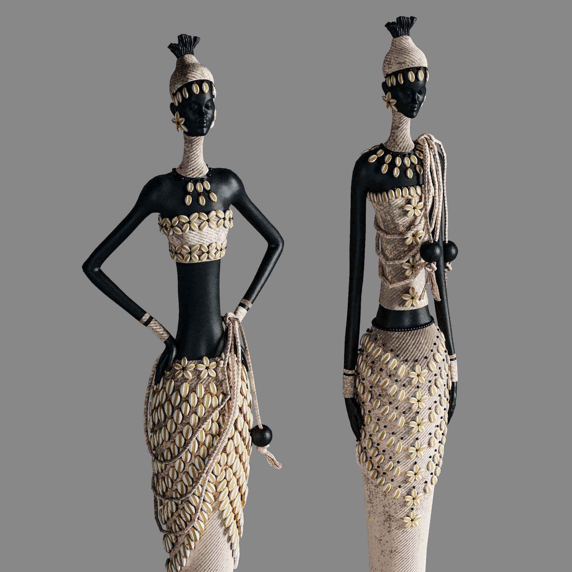 African woman sculpture  3D model_2