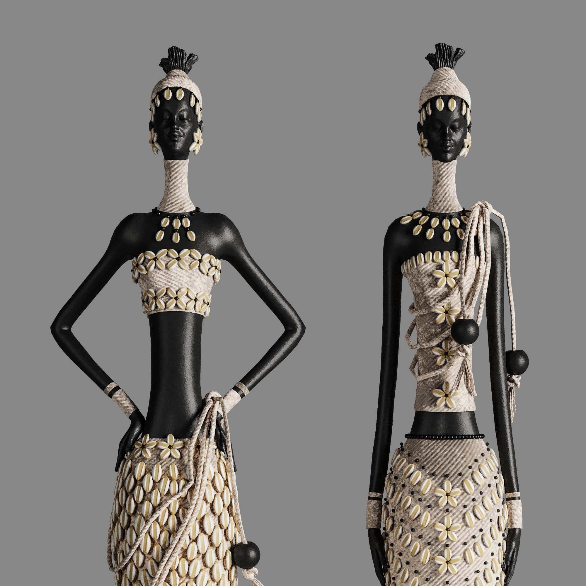 African woman sculpture  3D model_1