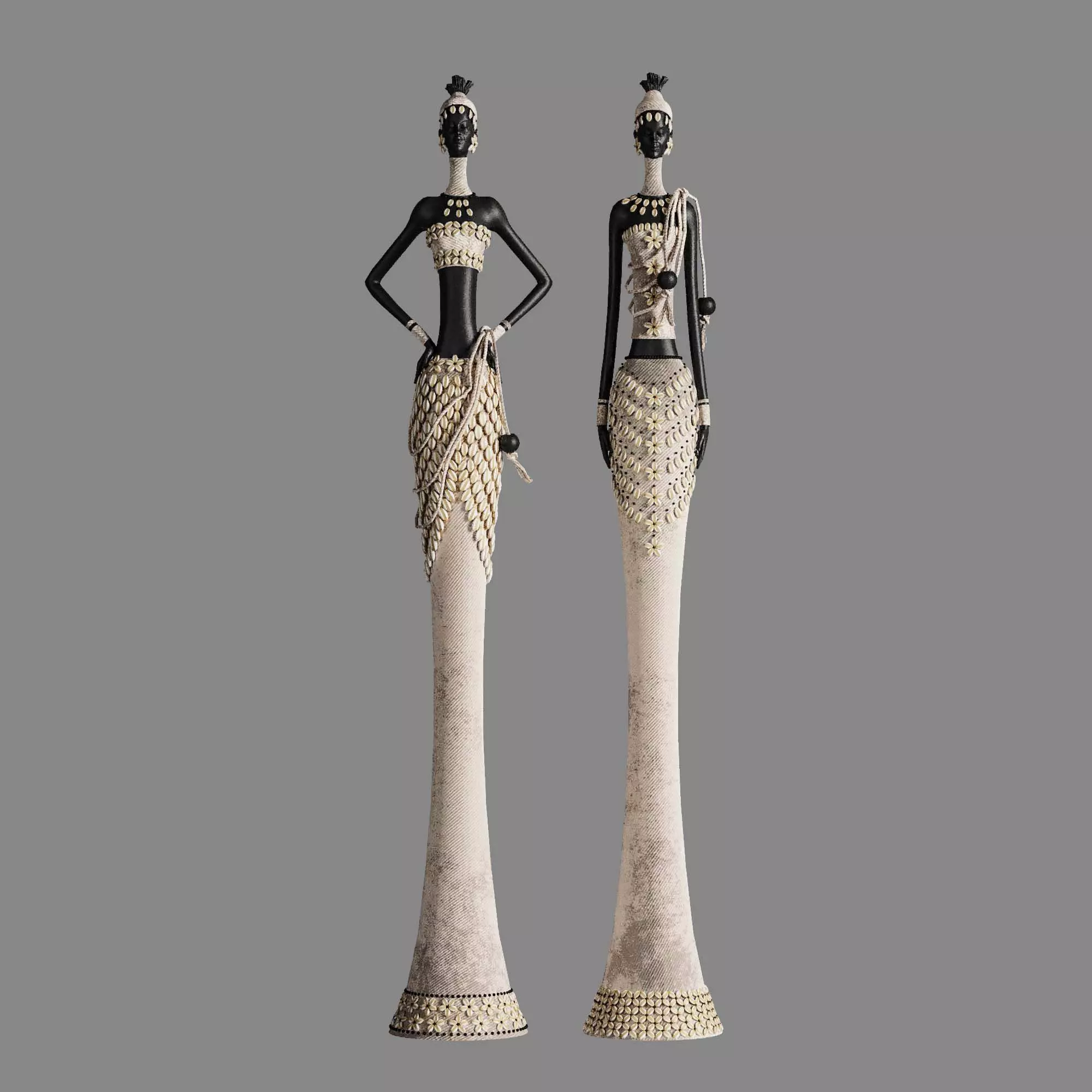 African woman sculpture  3D model_0