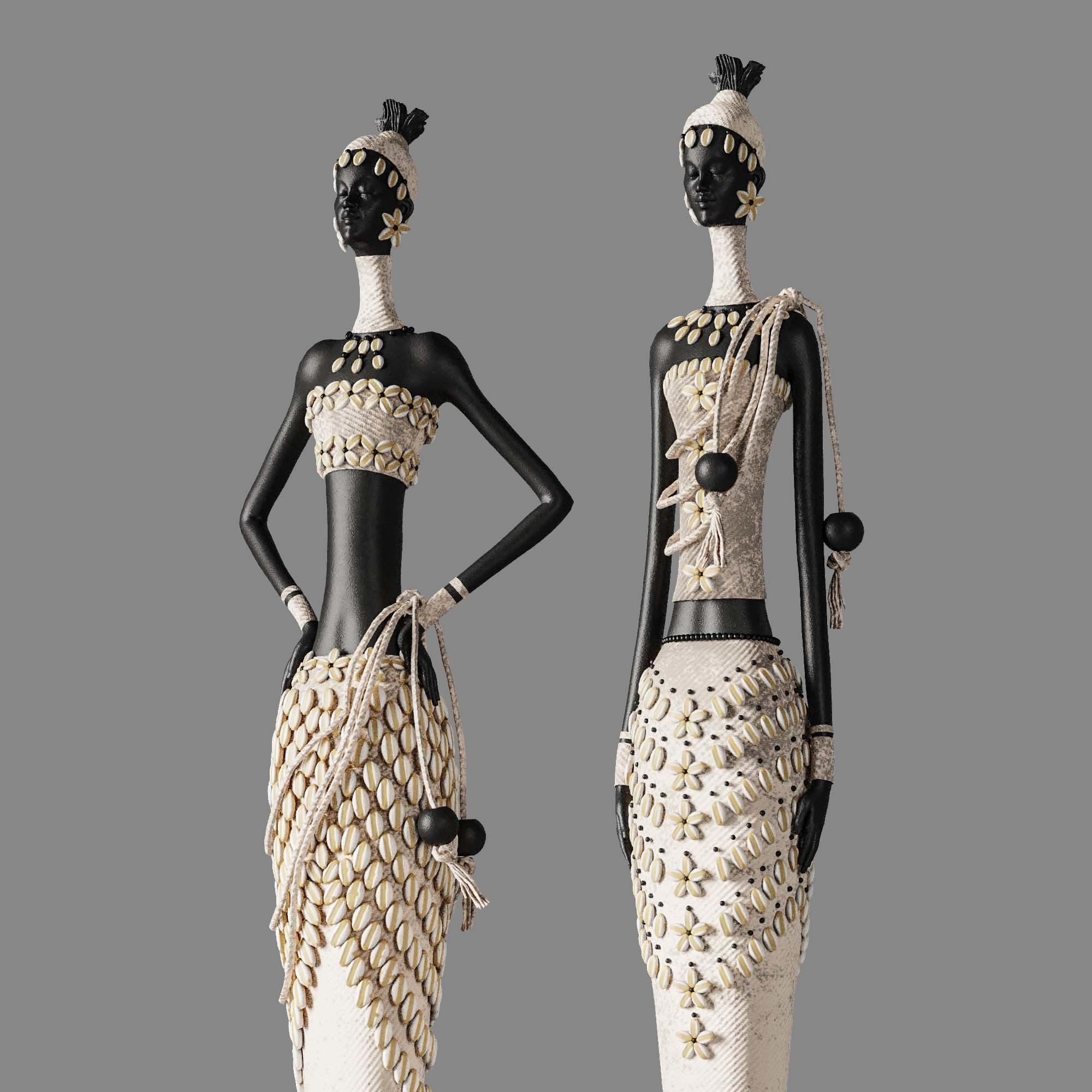 African woman sculpture  3D model_3