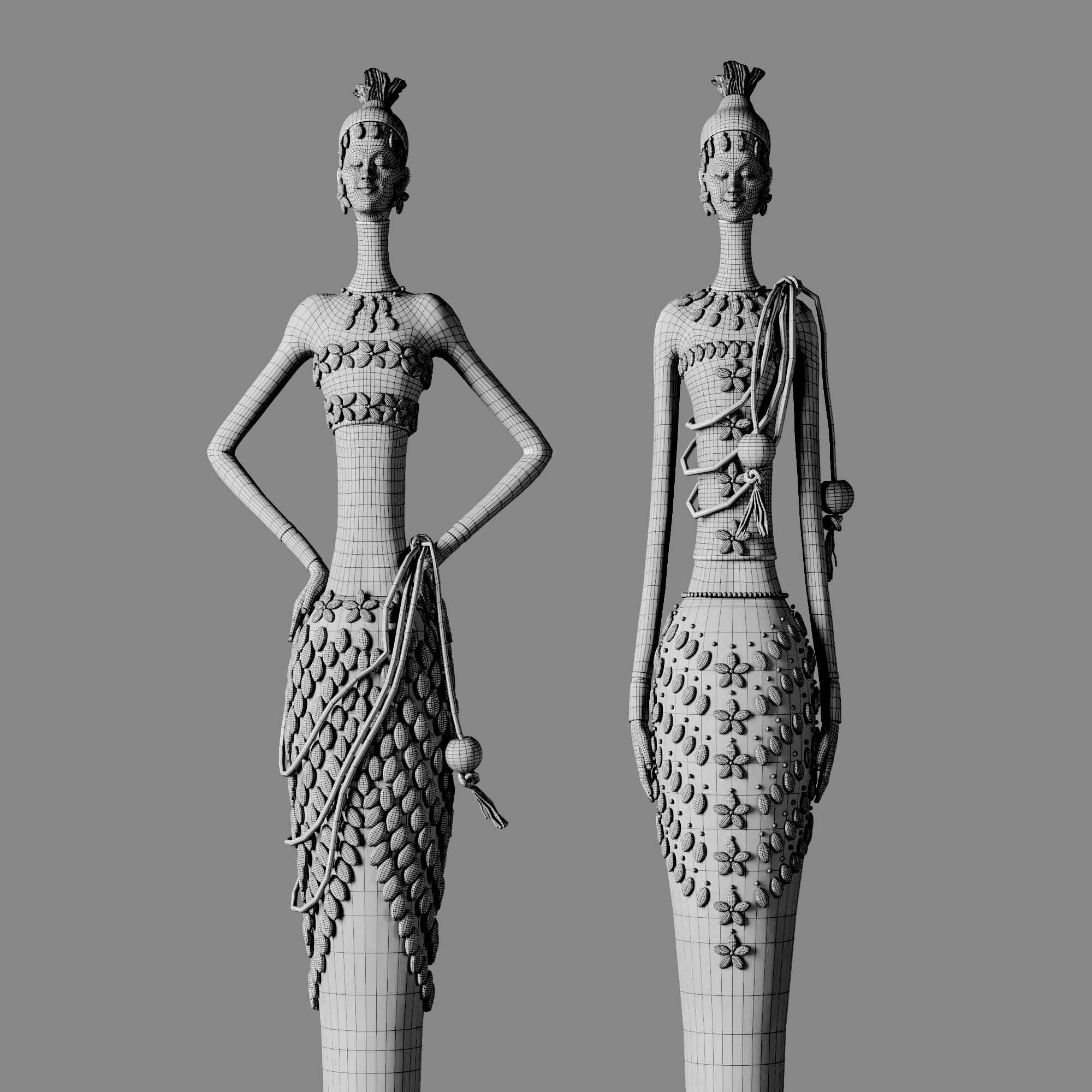 African woman sculpture  3D model_4