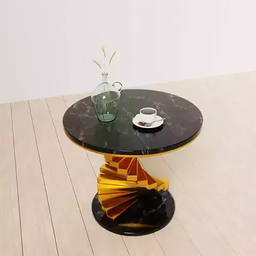 Modern White and Black Side Table with Marble Tabletop Table Free low-poly 3D model