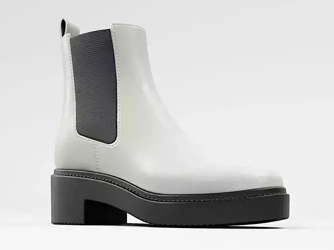 Boot Chelsea Leather White PBR 4K Shoes Low-poly 3D model