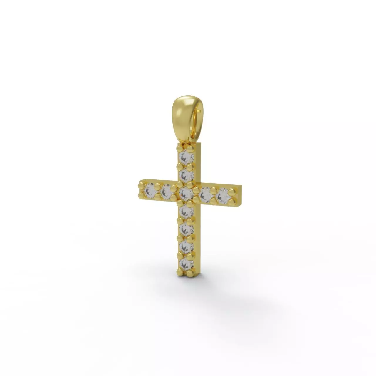 Cross pendant with stone 3D print model_0