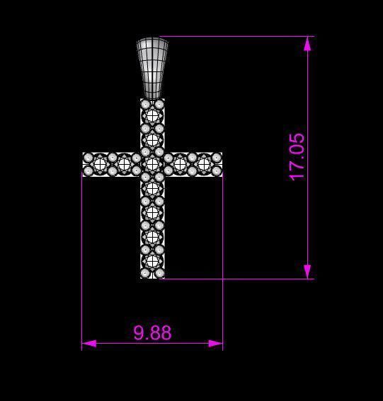 Cross pendant with stone 3D print model_3