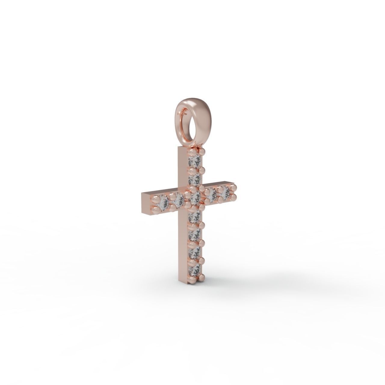 Cross pendant with stone 3D print model_2