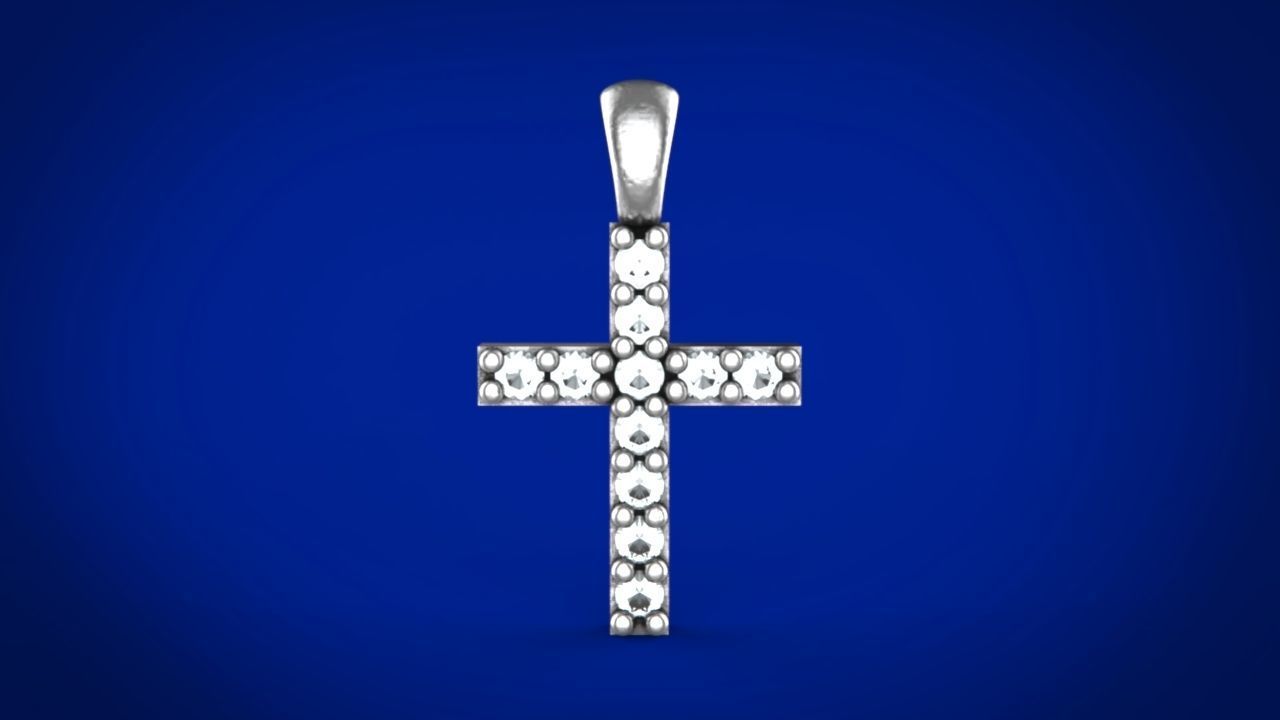 Cross pendant with stone 3D print model_5
