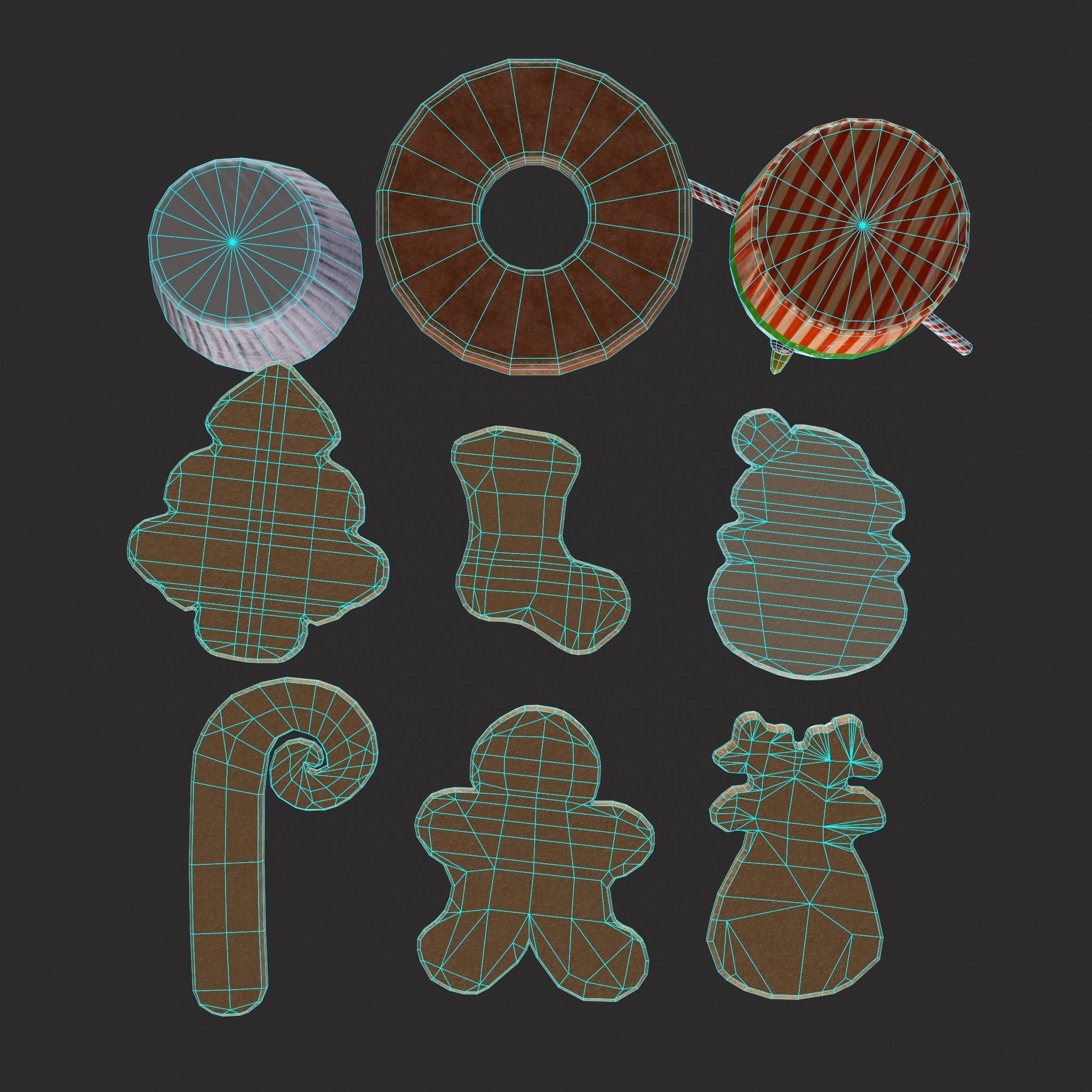 Wreath Cookies and Cupcake 3D Model Collection_11