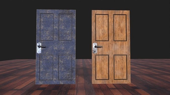 door wood low poly Low-poly 3D model