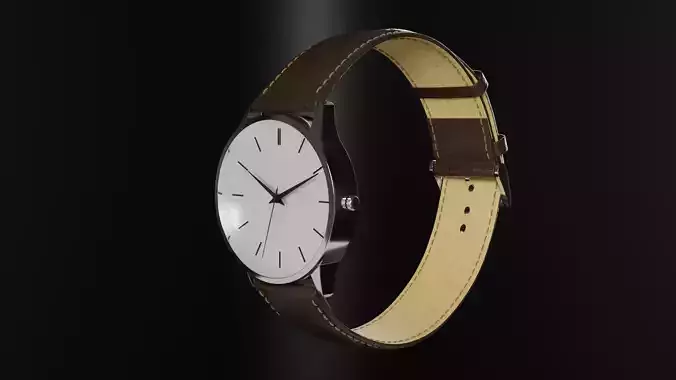 Classic watch with leather belt