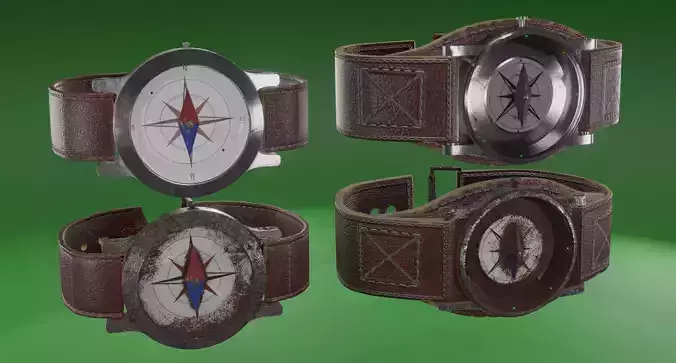 Compass watch - watch Free low-poly 3D model