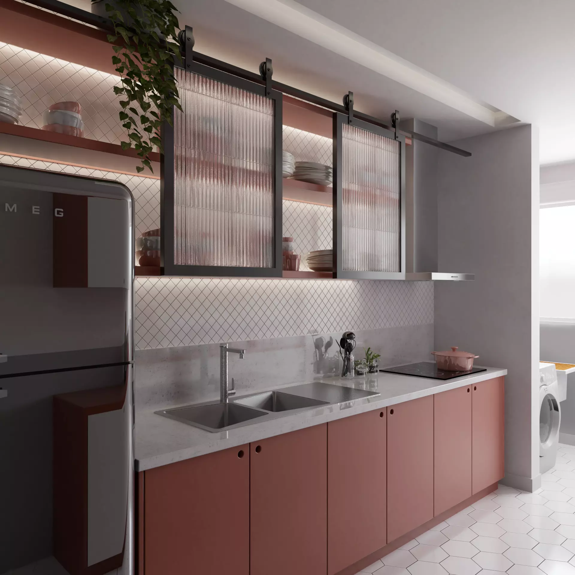 KITCHEN RED 3D model_0