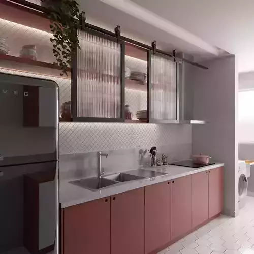 KITCHEN RED 3D model