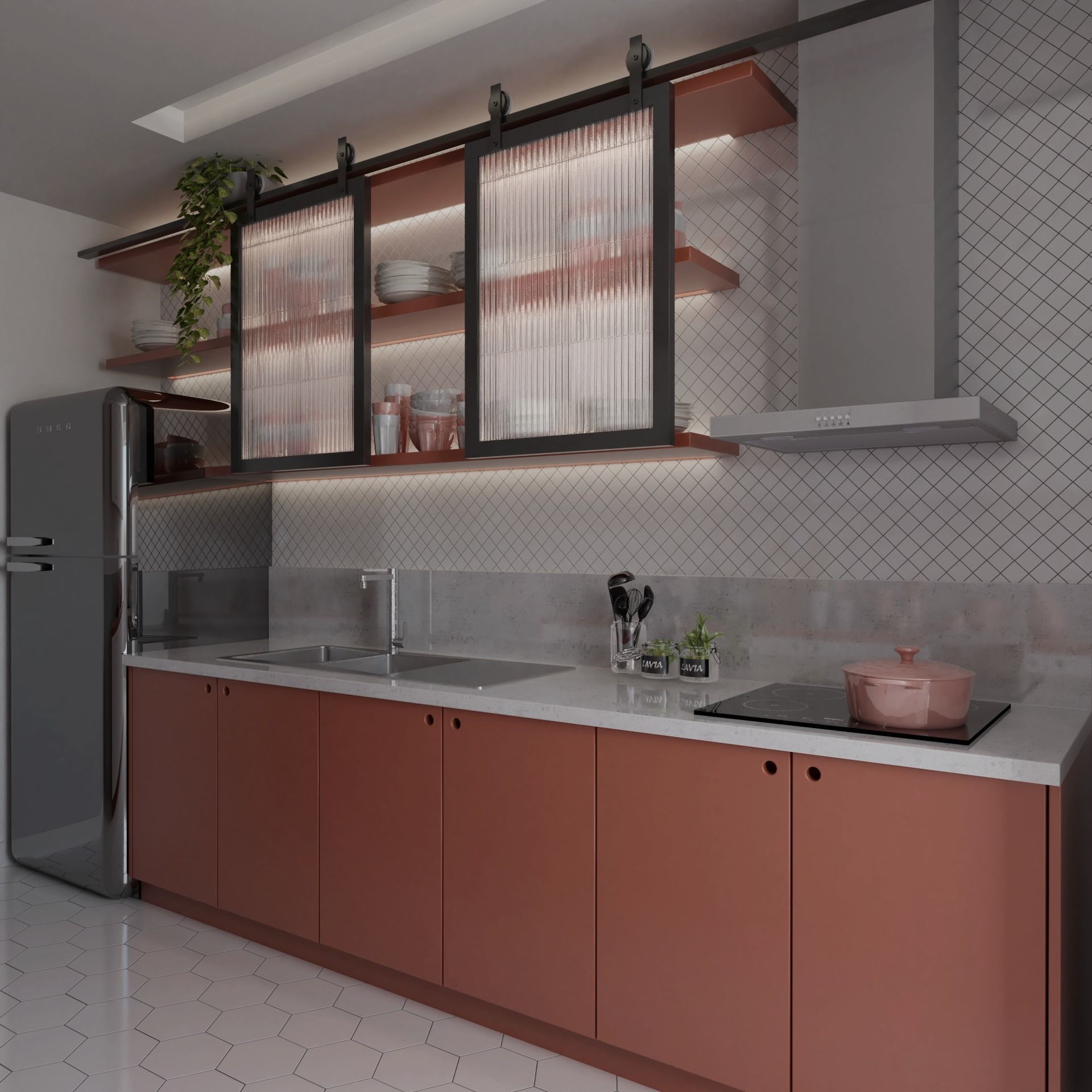 KITCHEN RED 3D model_1