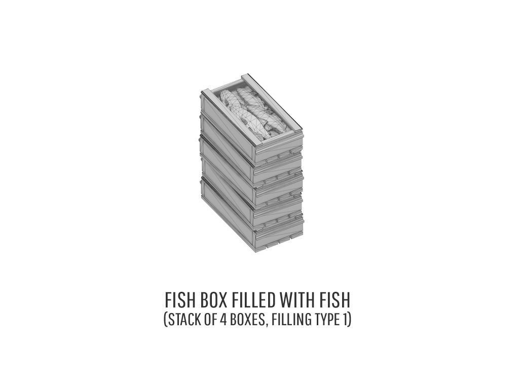 CARGO-0008 Fish Fruit and Meat boxes H0-scale 23 items 3D print model_9