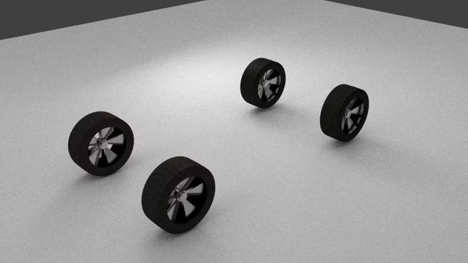 4 tyres set of wheels Free low-poly 3D model