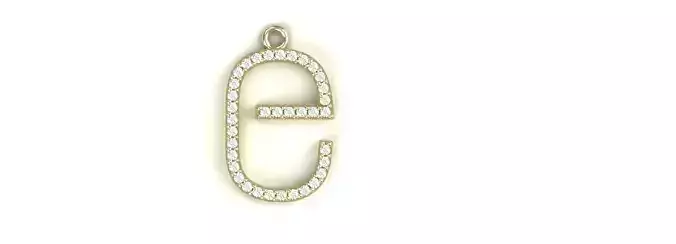 Diamond Lower Case E Pendant Gold Silver Platinum Jewelry