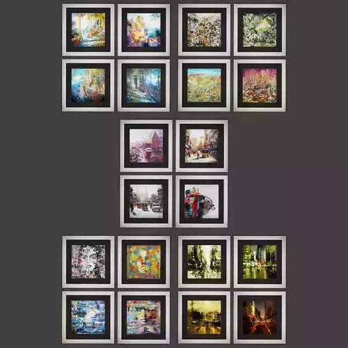 Paintings Set Impressionism 3D model