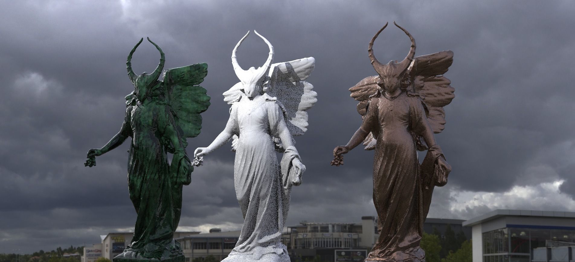 Fallen Angel Ghost Statue  3D model_1