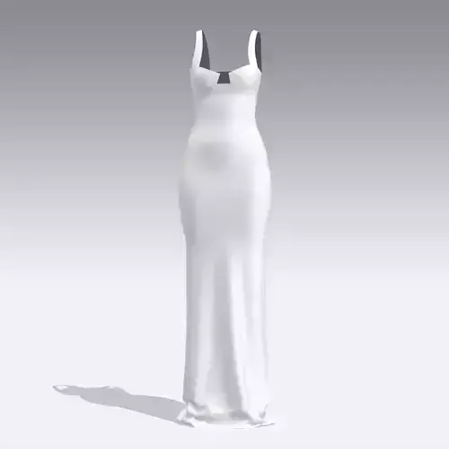 DRESS WHITE HEART NECKLINE MODERN LOOK LONG DRESS