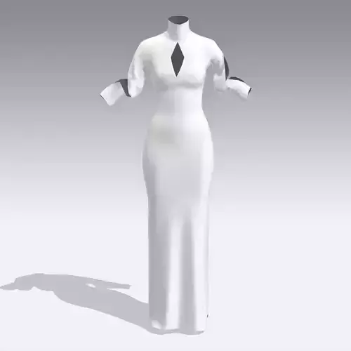 DRESS WHITE PANELED DRESS LOOK MODERN SLIT SLEVEE LONG