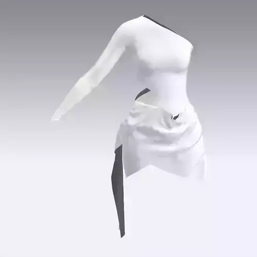 LITTLE DRESS WHITE DRAPED SLIT MODERN LOOK