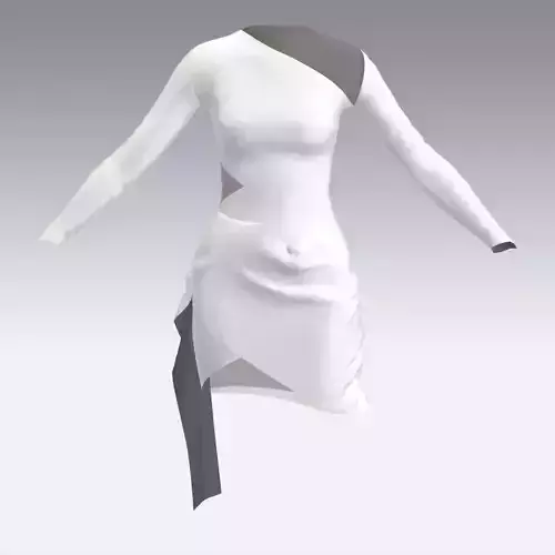 DRESS LITTLE DRESS WHITE DRAPED SLIT MODERN LOOK