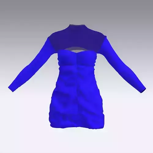 DRESS LITTLE  DARK BLUE PANELED SLEVEE ELASTIC LOOK