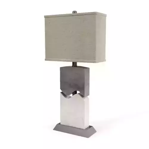 Modern Style Lamp With Decorative Stone And Square Beige Shade