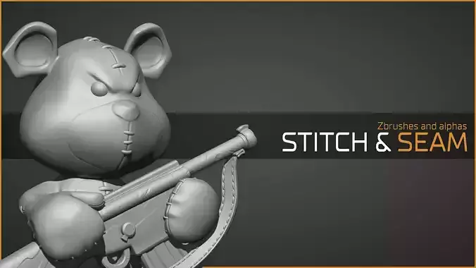 Stitch and seam brushes for zbrush 3D model