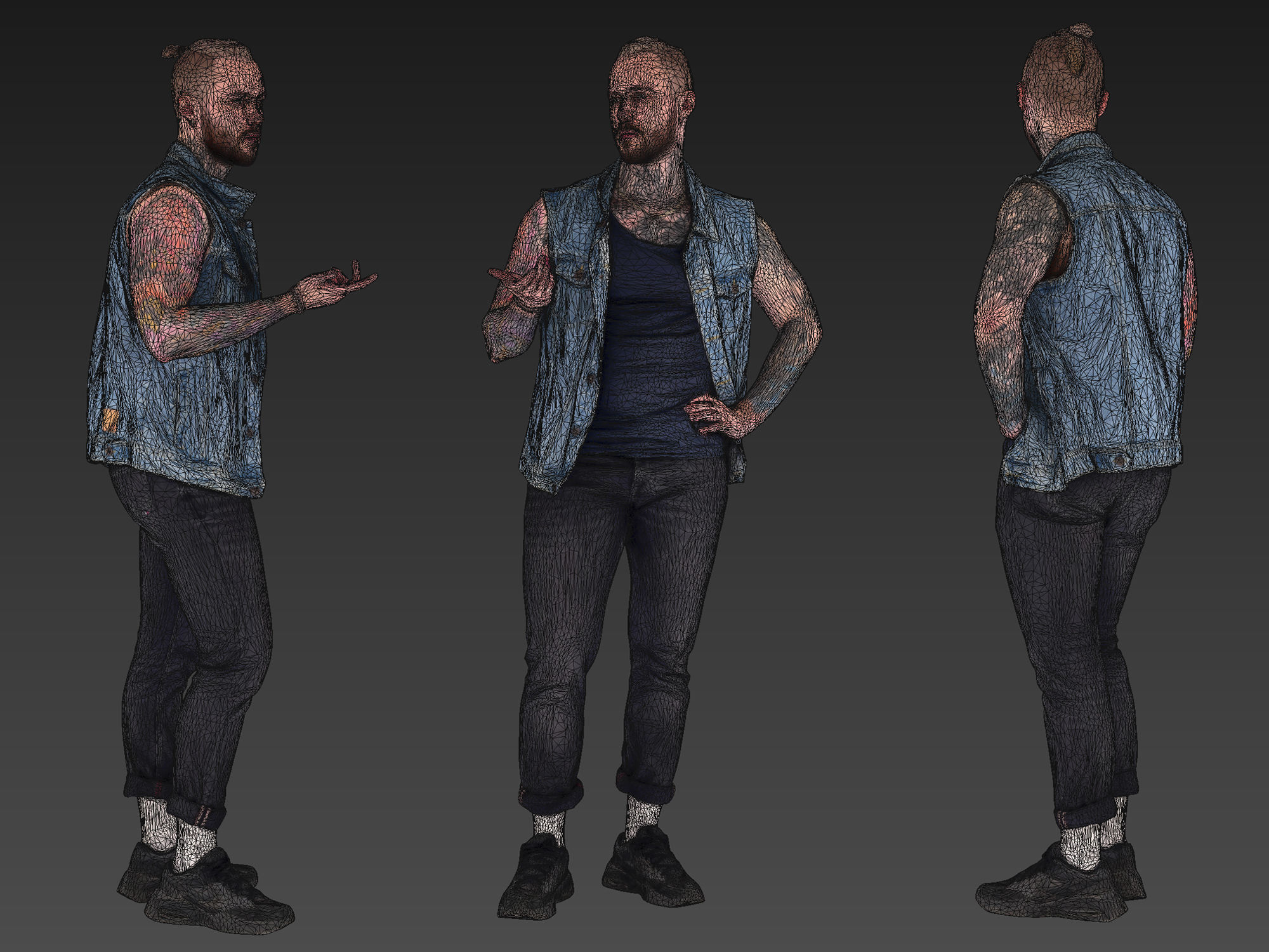 Tattooed Guy in Denim Vest 3D model_9