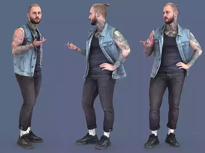 Tattooed Guy in Denim Vest