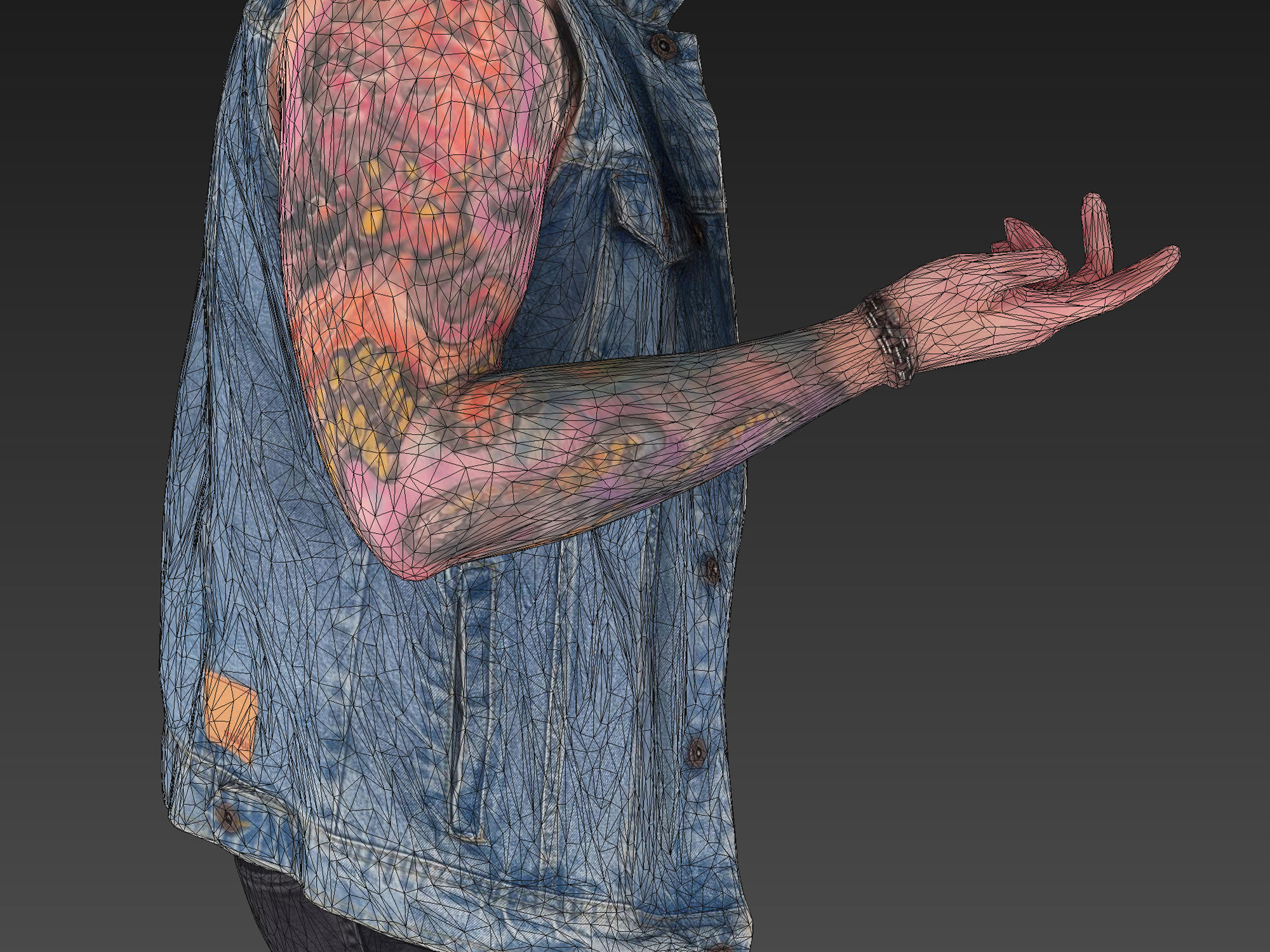 Tattooed Guy in Denim Vest 3D model_7