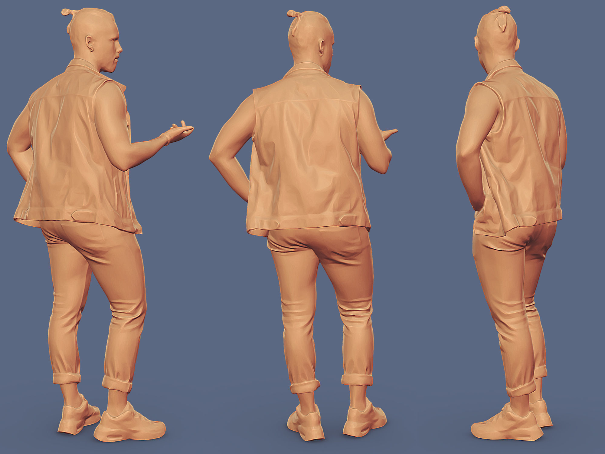 Tattooed Guy in Denim Vest 3D model_5