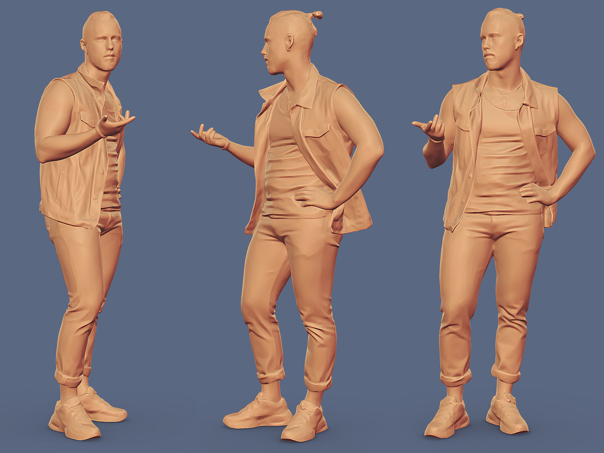 Tattooed Guy in Denim Vest 3D model_2