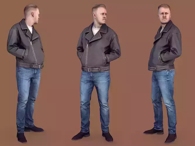 Handsome Man in a Leather Jacket