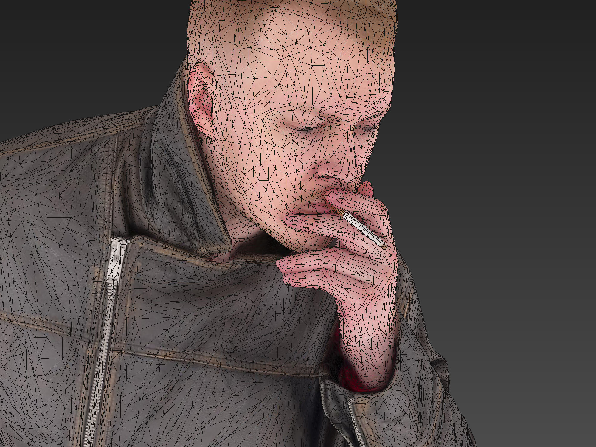 Handsome Man Lights a Cigarette 3D model_6