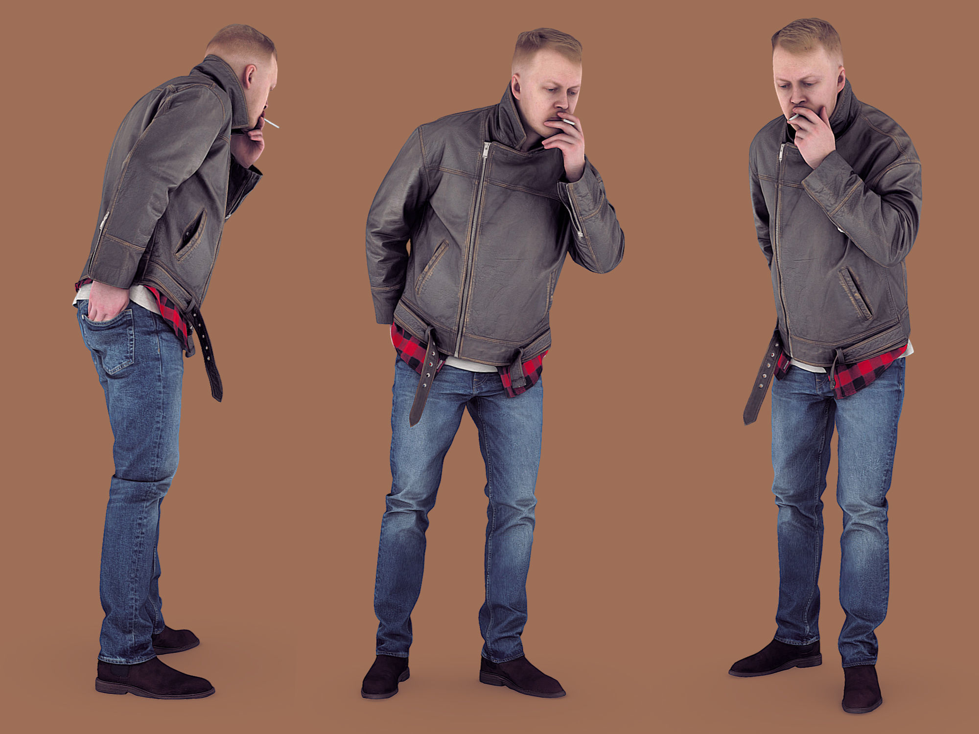 Handsome Man Lights a Cigarette 3D model_1