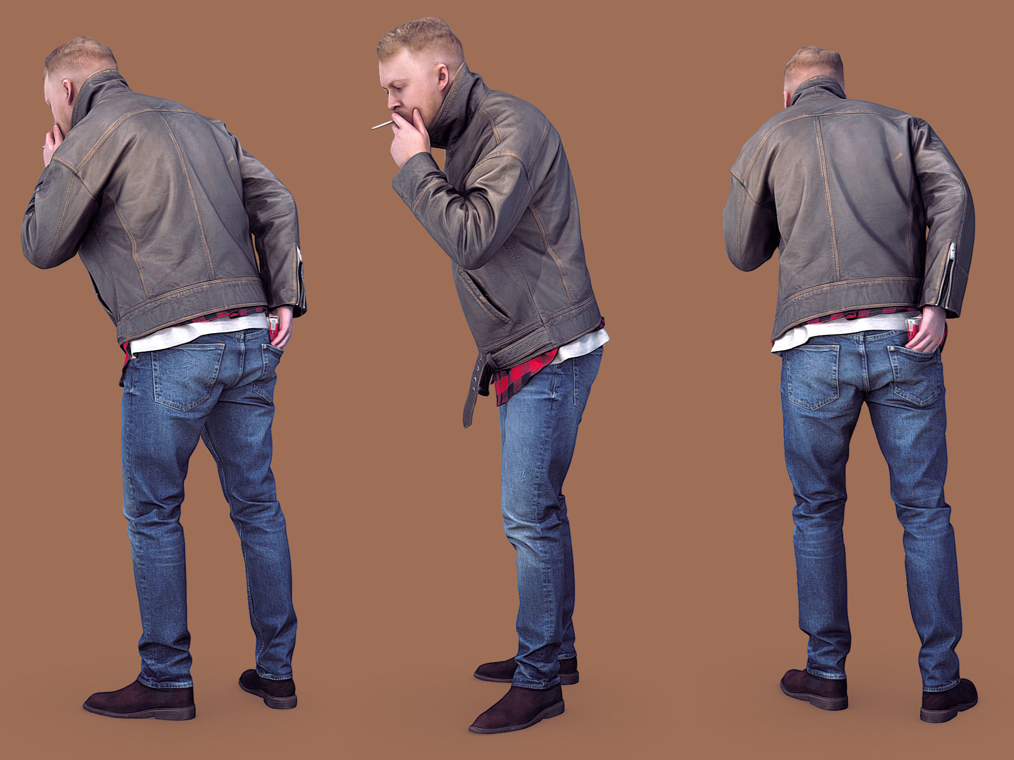 Handsome Man Lights a Cigarette 3D model_3