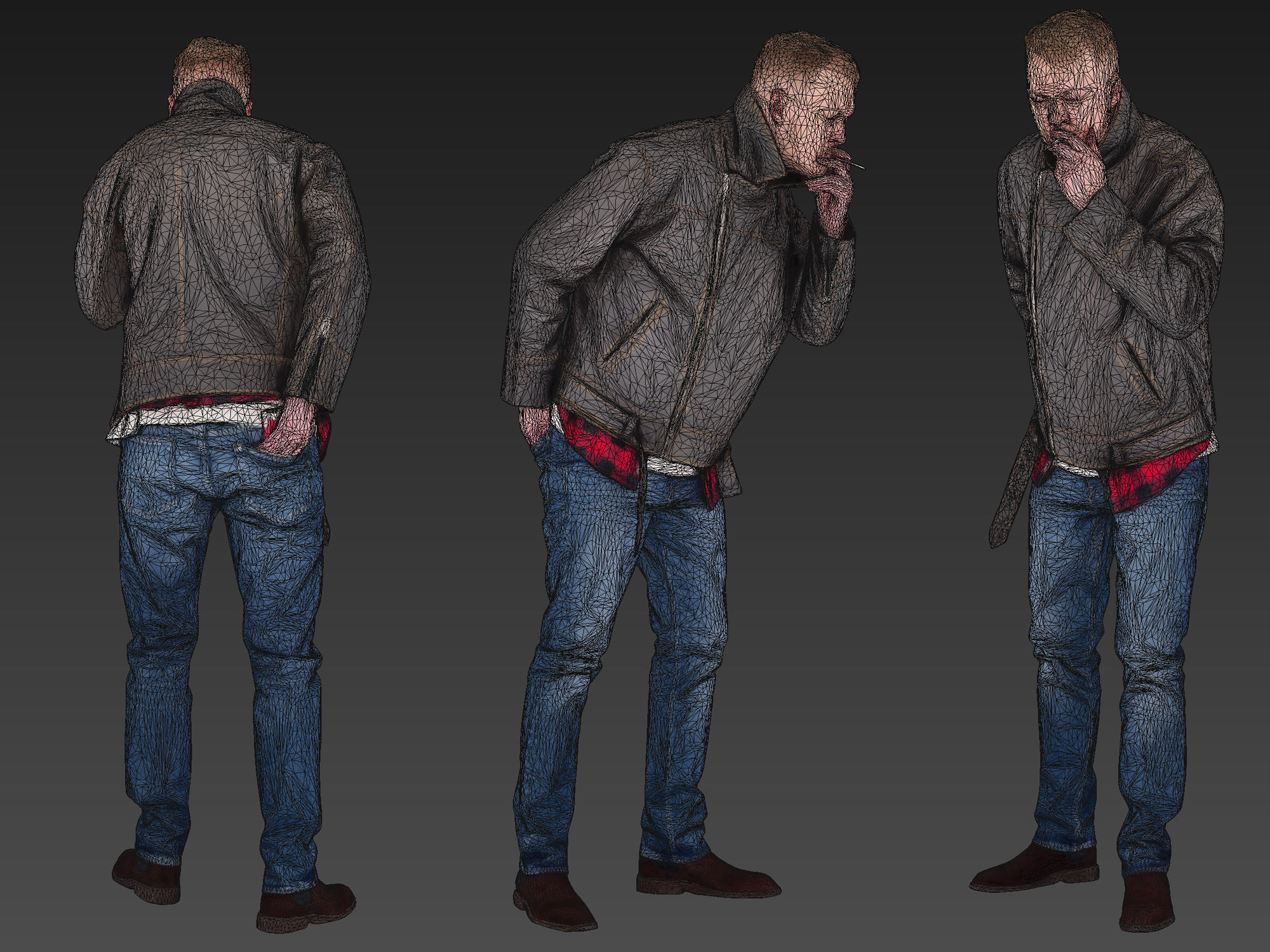 Handsome Man Lights a Cigarette 3D model_9