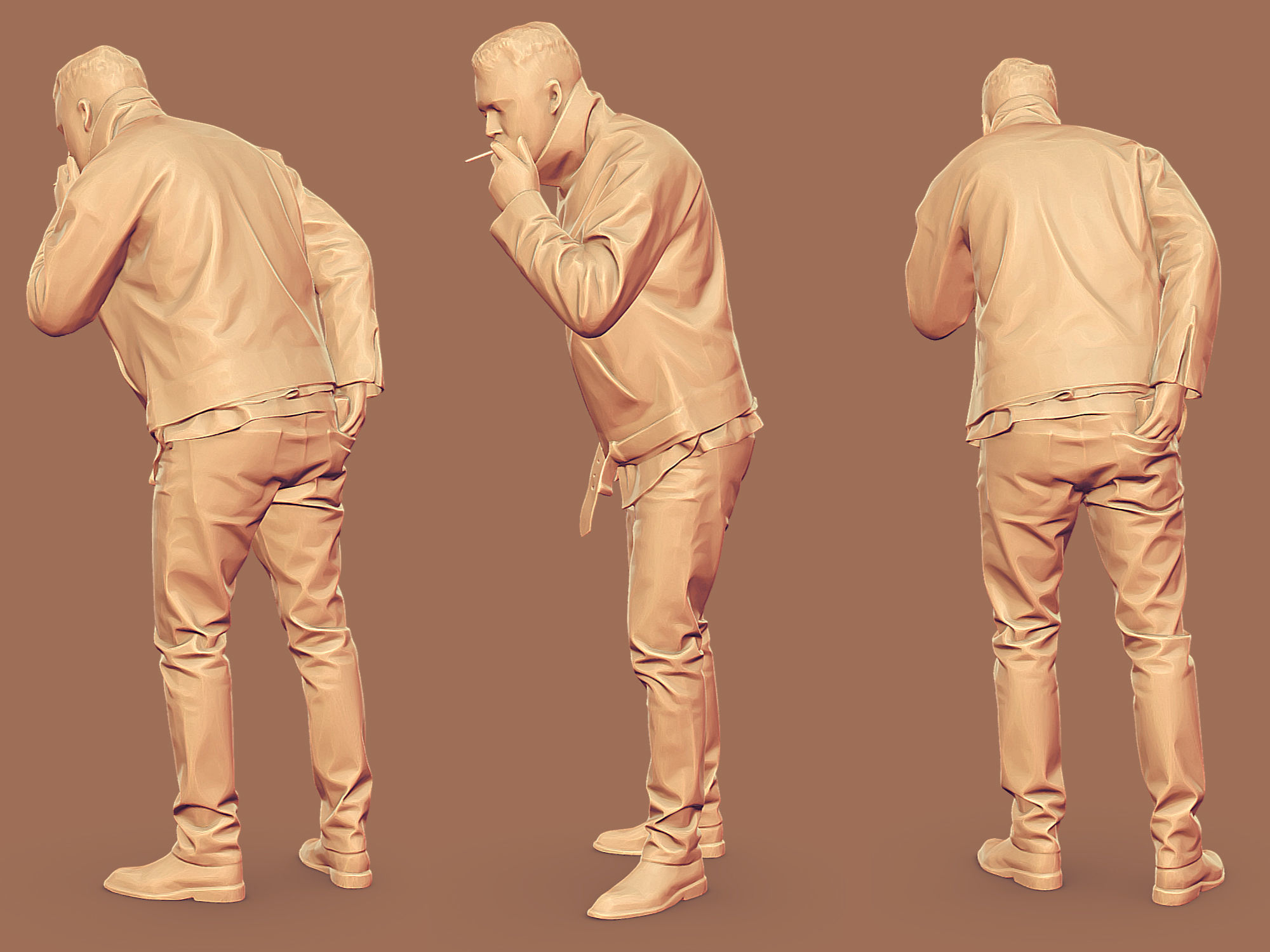 Handsome Man Lights a Cigarette 3D model_5