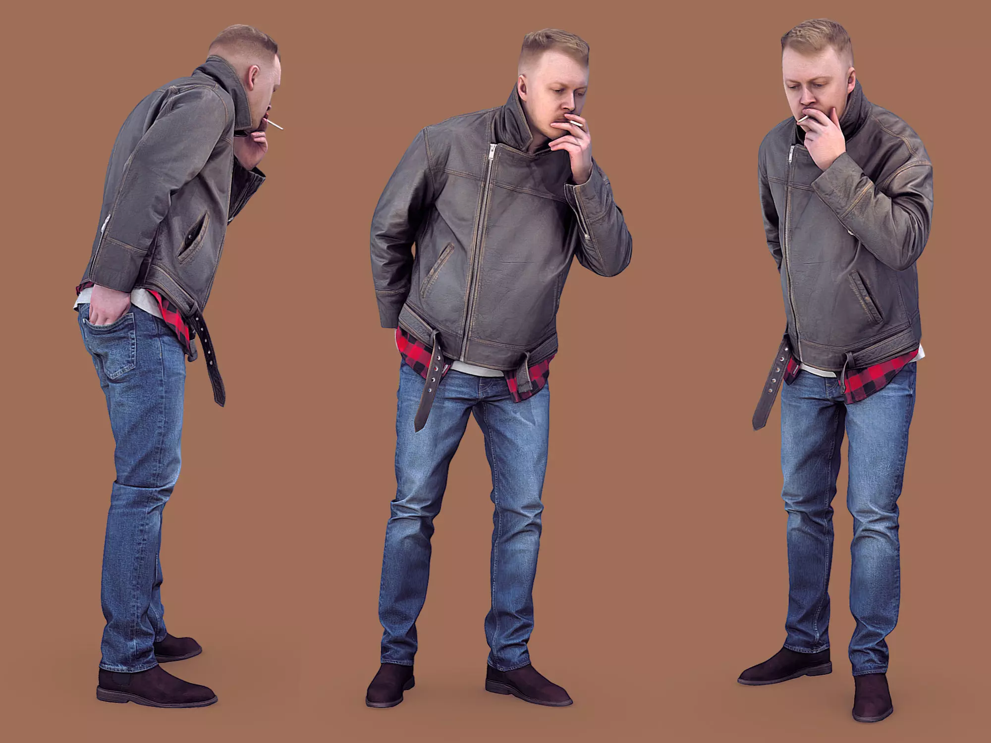 Handsome Man Lights a Cigarette 3D model_0