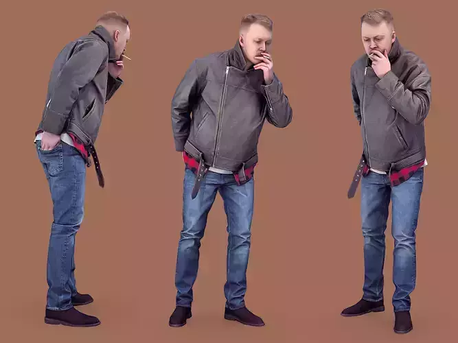 Handsome Man Lights a Cigarette