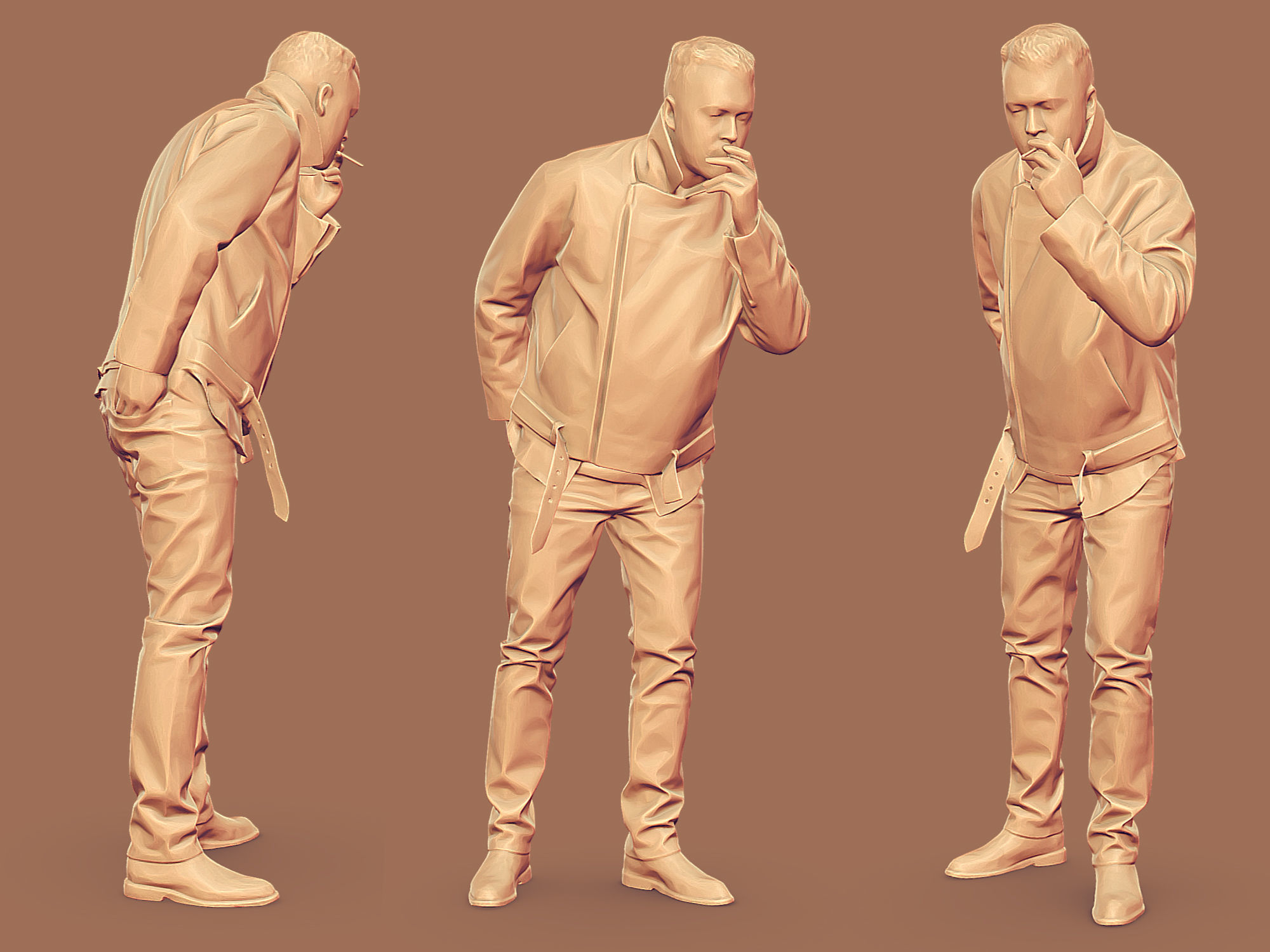 Handsome Man Lights a Cigarette 3D model_2