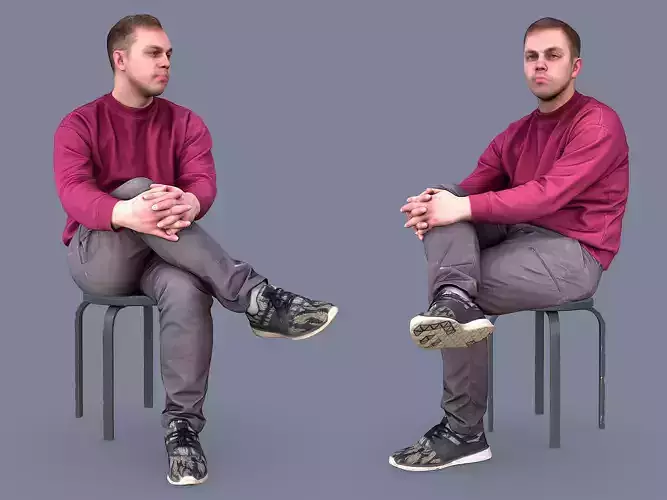 Guy Sits Cross-legged 3D model